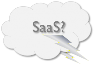 SaaS illustration - cloud with lighting.