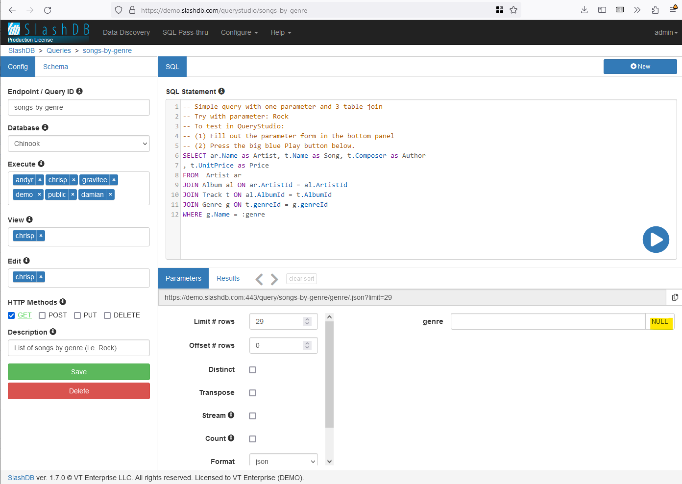 screenshot null parameter in sql pass-thru query