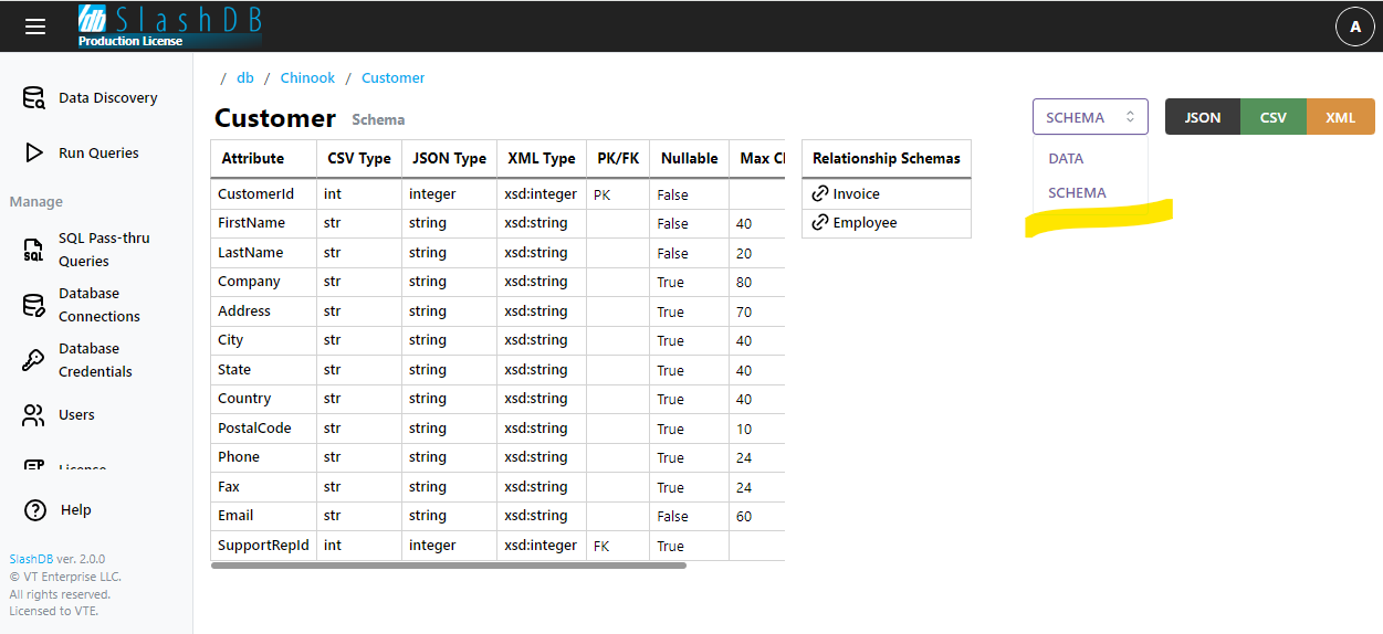 slashdb schema toggle